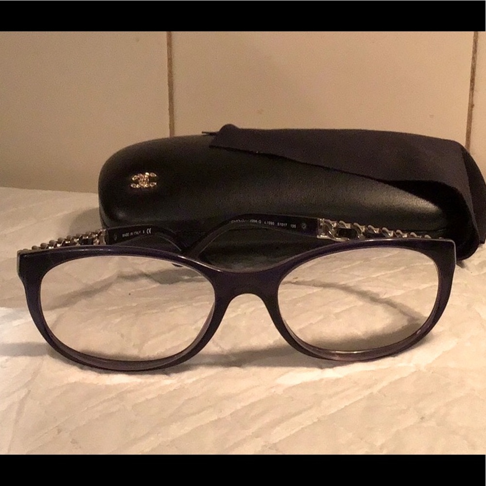 CHANEL EYEGLASS FRAMES with hard case and cloth